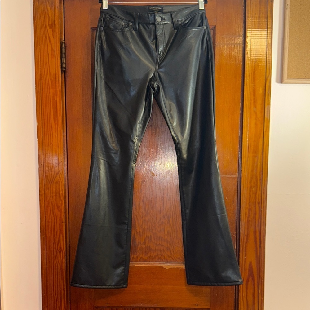 Banana Republic Black Faux Leather Low Rise Bootcut Jeans